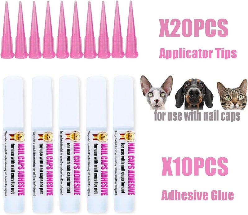 YMCCOOL 10pcs of Special Pet Nail Adhesive Glues & 20pcs of Applicator Tips for Cat Nail Caps and Dog Nail Caps - Image 4